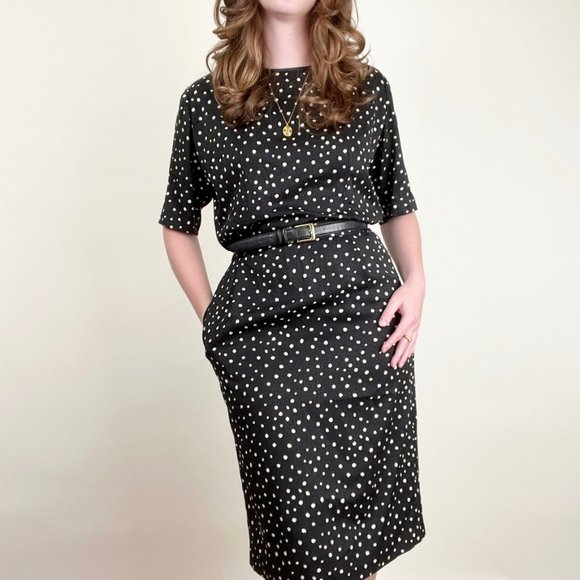 Vintage Handmade Coord Matching Midi Pencil Skirt Set & Blouse Top Coordinating - Picture 3 of 5